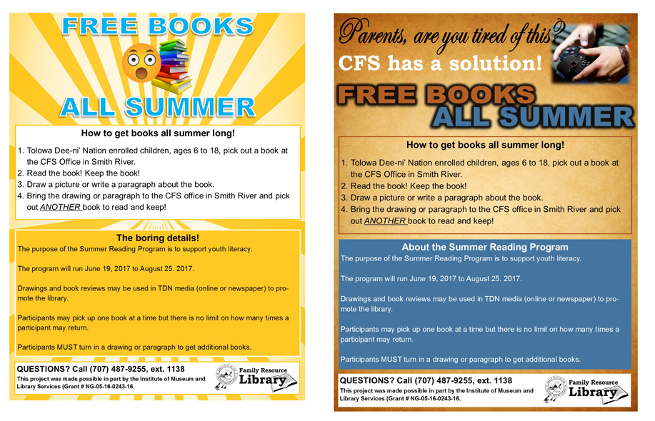 summer reading at a small tribal library programming librarian flyer for office library