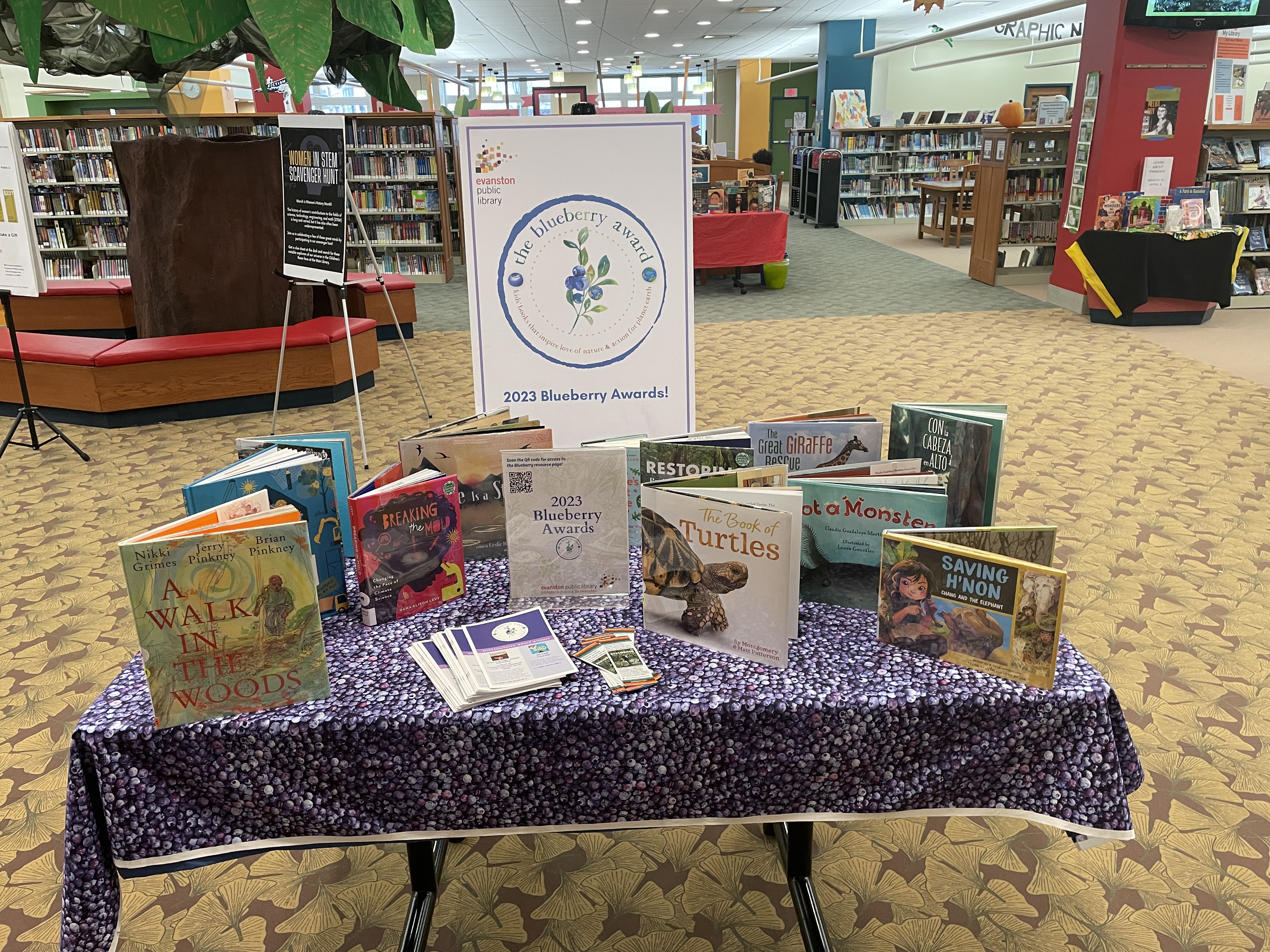 Book display of Blueberry Award Books