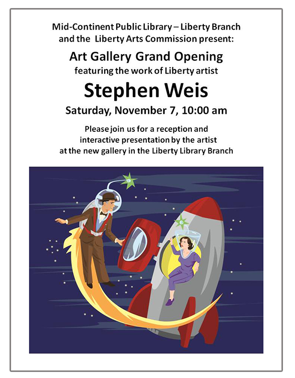 The MCPL and LAC promoted Weis' exhibit with fliers, emails and a local cable channel broadcast. Stephen Weis Art Gallery Grand Opening