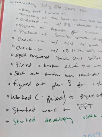 Reflecting daily will make it easier to quickly see how the majority of your time is spent. Photo of a bullet journal to-do list