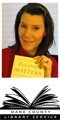 Headshot of Tracy holding a book that says "Everybody Matters"