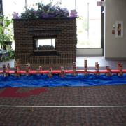 A bridge made from cans.  A bridge made from cans.