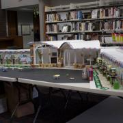 A model of a building, made of boxes of macaroni.  A model of a building, made of boxes of macaroni.