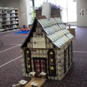 A church made from cans, bagged pasta and jello.  A church made from cans, bagged pasta and jello.