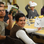 Participants show off their books at Next Chapter Book Club Participants show off their books at Next Chapter Book Club