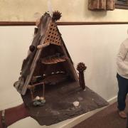 Fairy house created from slate and wicker sheeting