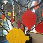 Colorful leaves hanging from the Poet-tree Colorful leaves hanging from the Poet-tree