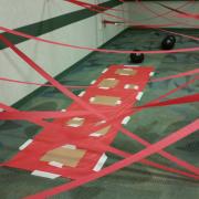 Obstacle course made from crepe paper  Obstacle course made from crepe paper