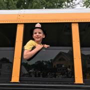 Boy in schoolbus