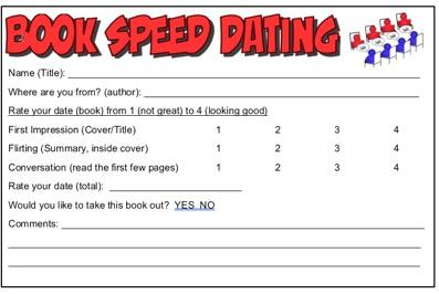 Scorecard entitled Book Speed Dating