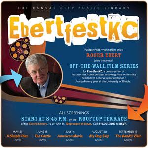 Poster for the Kansas City Public Library’s “EbertfestKC” film festival.