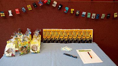 A decorated table for a book talk program